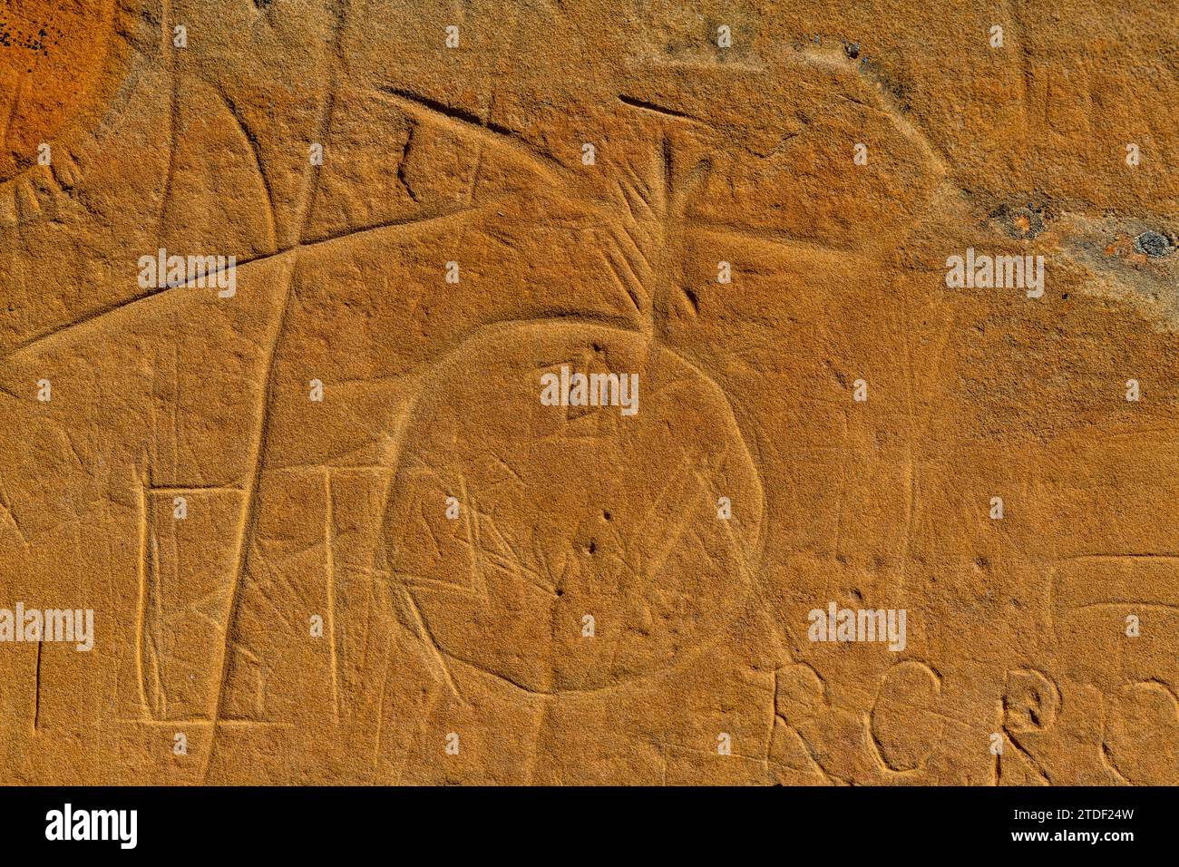 Sculture di roccia indiane, parco provinciale di Writing-on-Stone, sito patrimonio dell'umanità dell'UNESCO, Alberta, Canada, Nord America Foto Stock