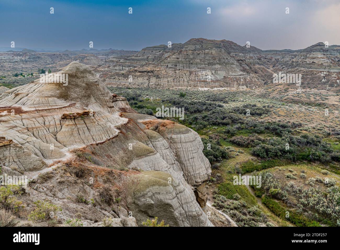 Paesaggio eroso nel Dinosaur Provincial Park, sito patrimonio dell'umanità dell'UNESCO, Alberta, Canada, Nord America Foto Stock