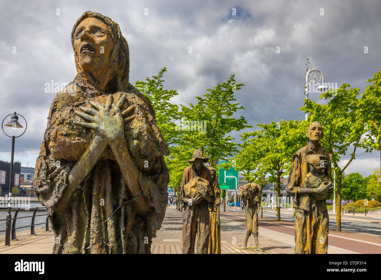 Famine Memorial, Custom House Quay, Dublino, Repubblica d'Irlanda, Europa Foto Stock
