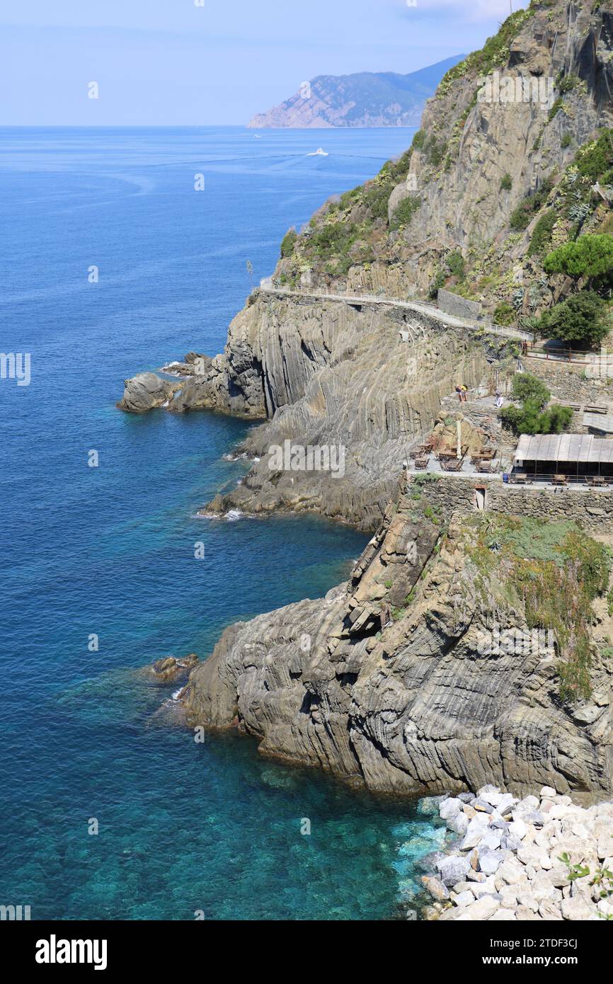 Costa del Parco Nazionale delle cinque Terre, sito Patrimonio dell'Umanità dell'UNESCO, Liguria, Italia, Europa Foto Stock