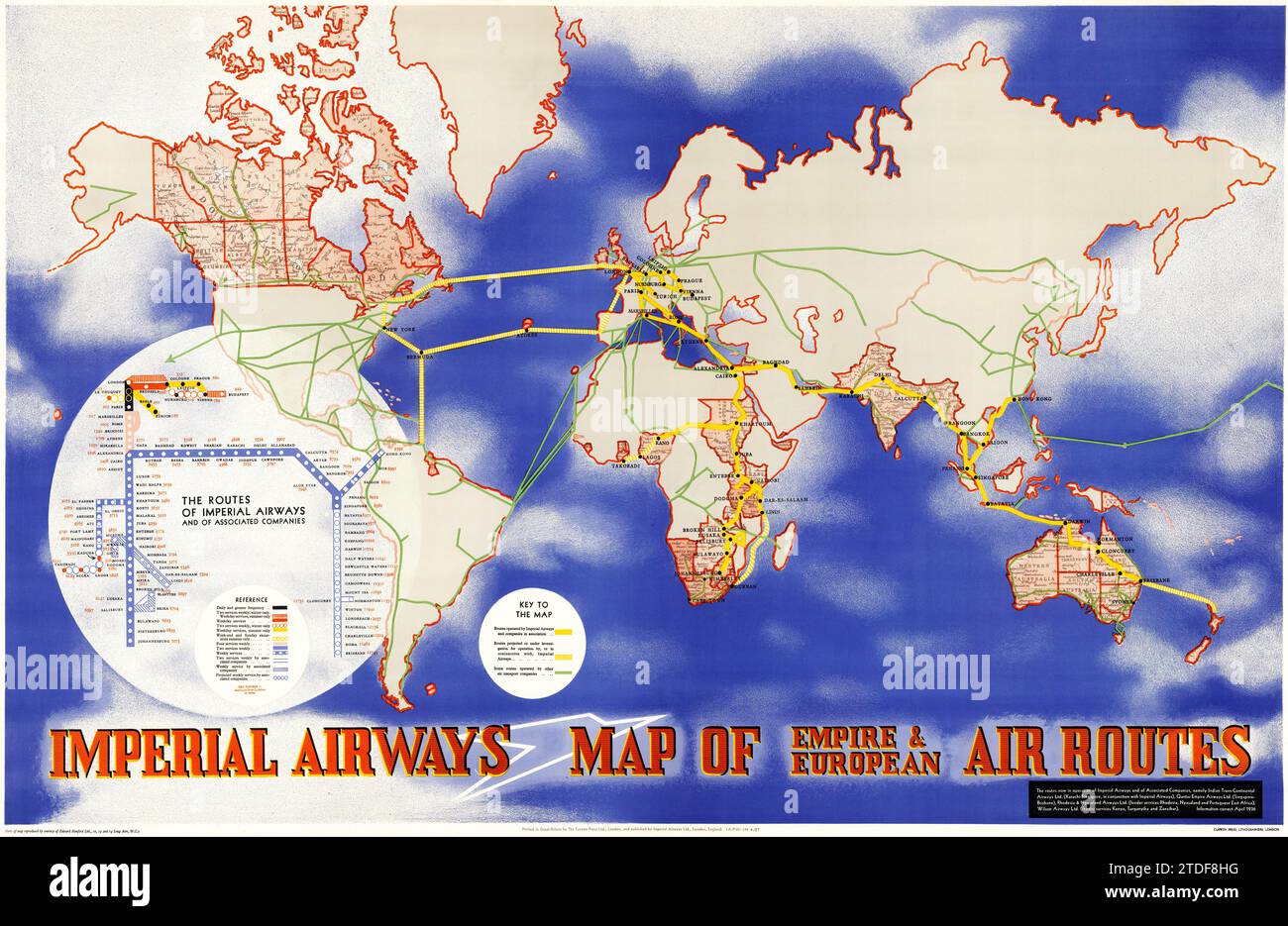 Mappa Imperial Airways di Empire & European Air Routes. 1937 di Laszlo Moholy-Nagy Foto Stock