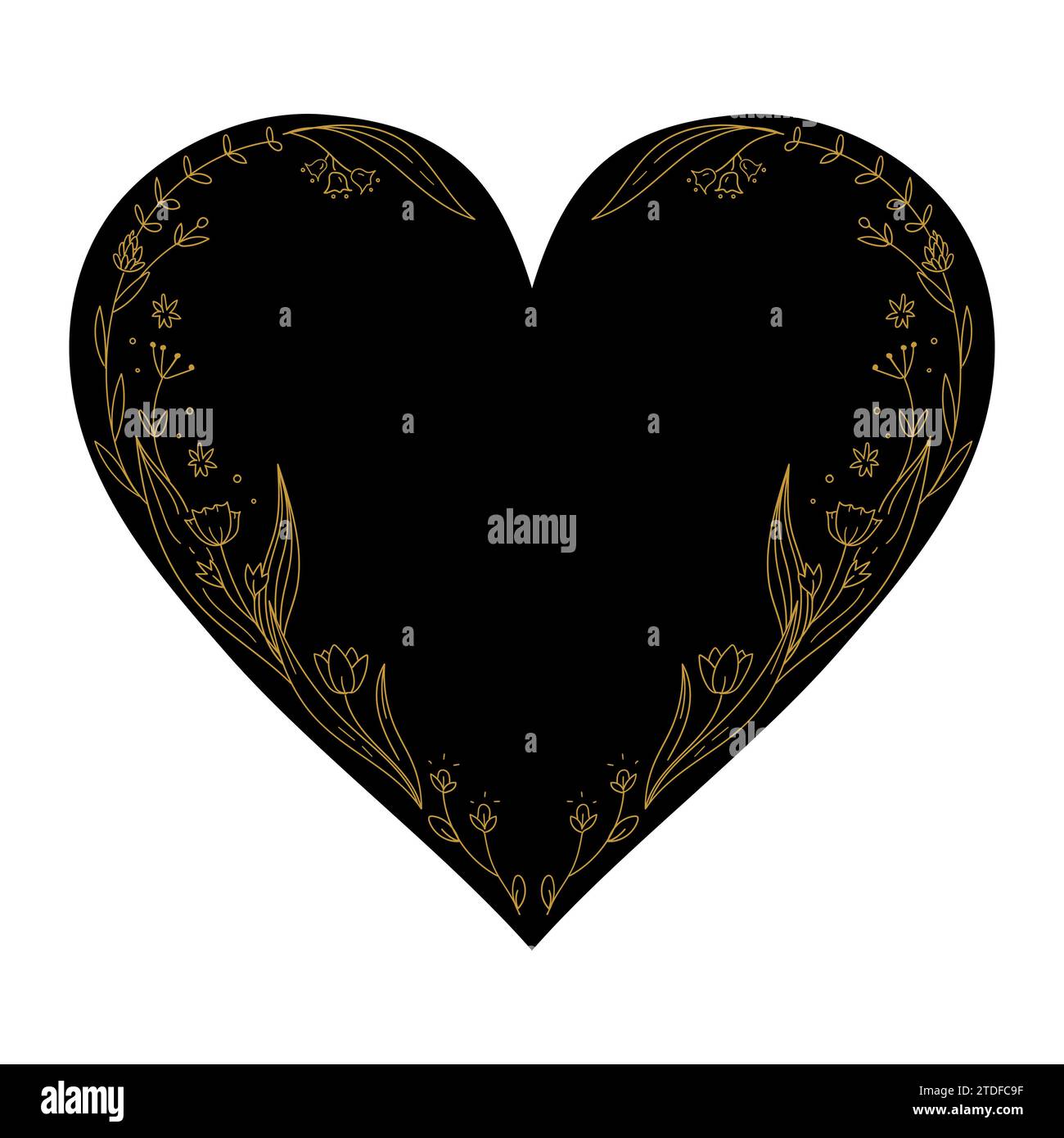 Modello a cuore decorato con elementi botanici in stile boho. Cuore con spazio vuoto e disposizione floreale. Illustrazione vettoriale Illustrazione Vettoriale