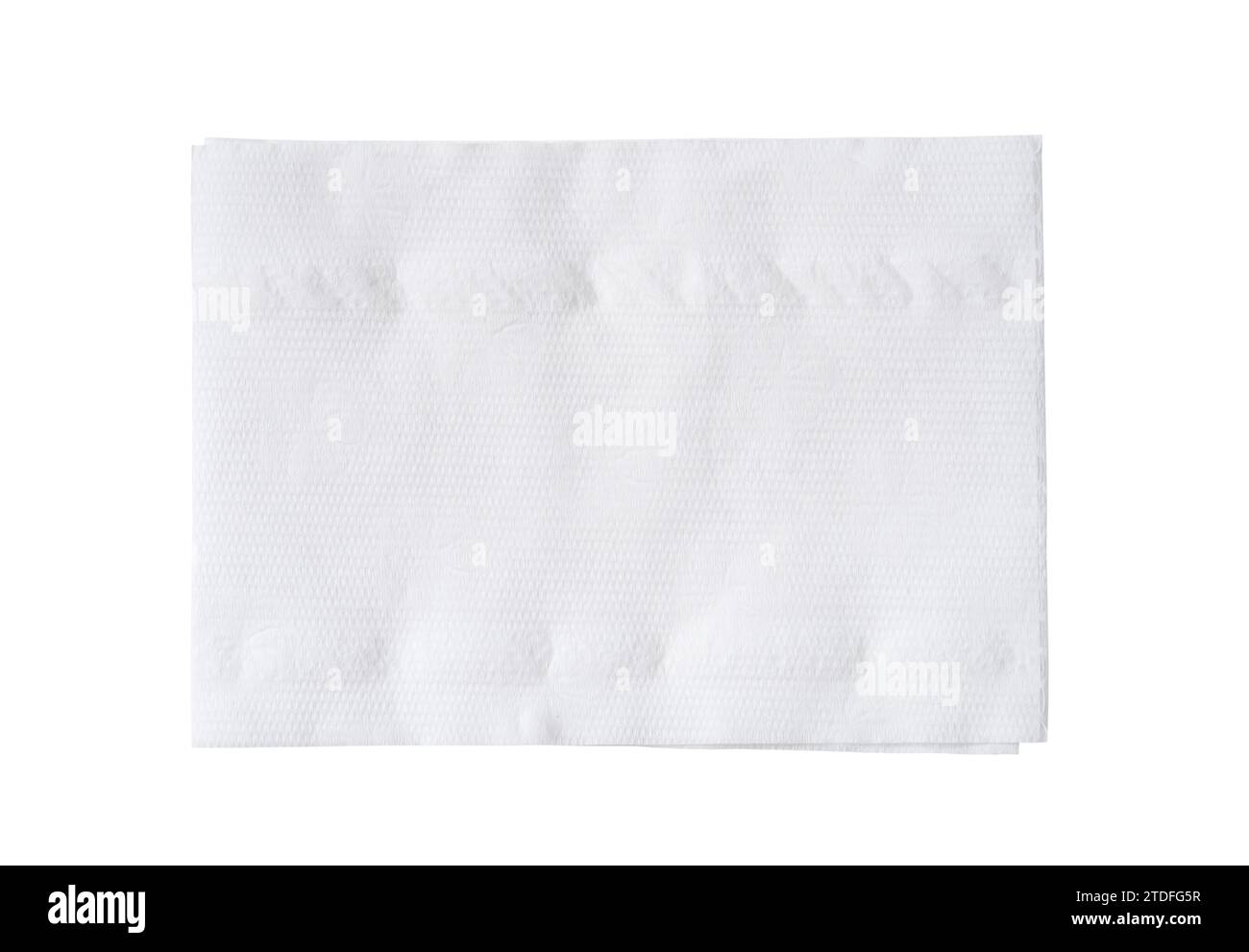 La vista dall'alto della carta bianca piegata o del tovagliolo è isolata su sfondo bianco con percorso di ritaglio. Foto Stock