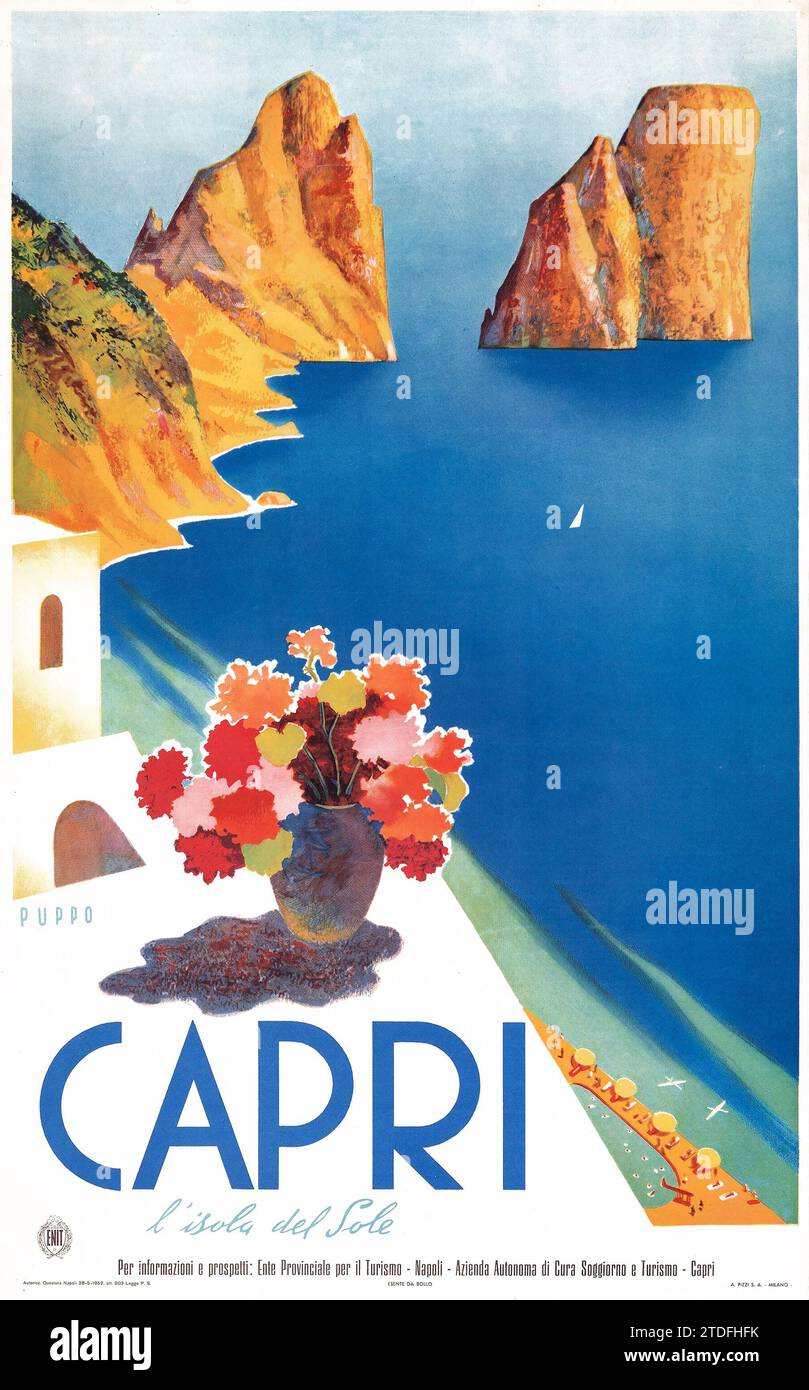 ITALIA - Capri - l'Isola del Sole (ENIT, 1952). Poster di viaggio in italiano. Foto Stock
