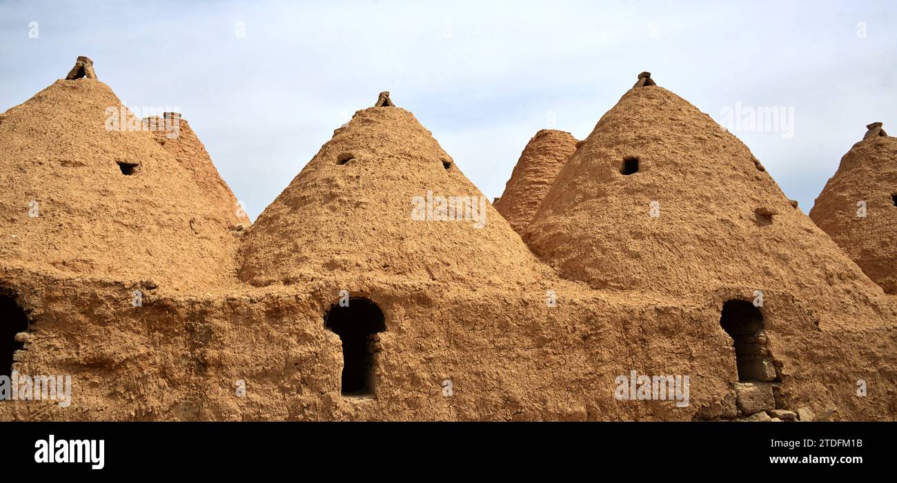 La fondazione della città di Harran risale probabilmente al XVIII secolo a.C.. Tipiche case coniche di questa regione Foto Stock