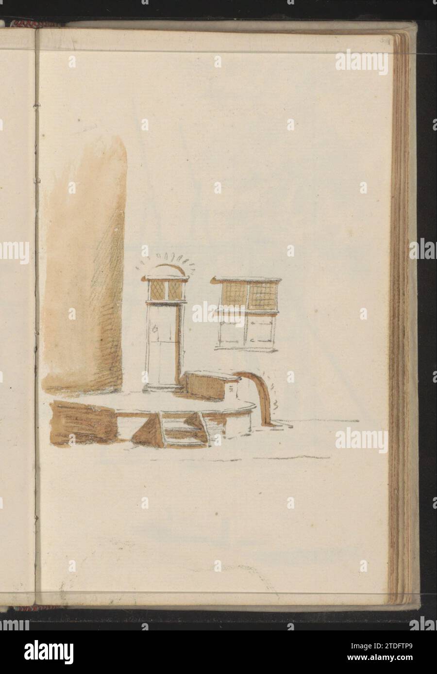 Scale per una porta d'ingresso, c. 1783 - c. 1797 pagina 54 da un libro di schizzi con 175 pagine. carta. matita. Pennello acquerello pagina 54 da un libro di schizzi con 175 pagine. carta. matita. pennello acquerello (vernice) Foto Stock