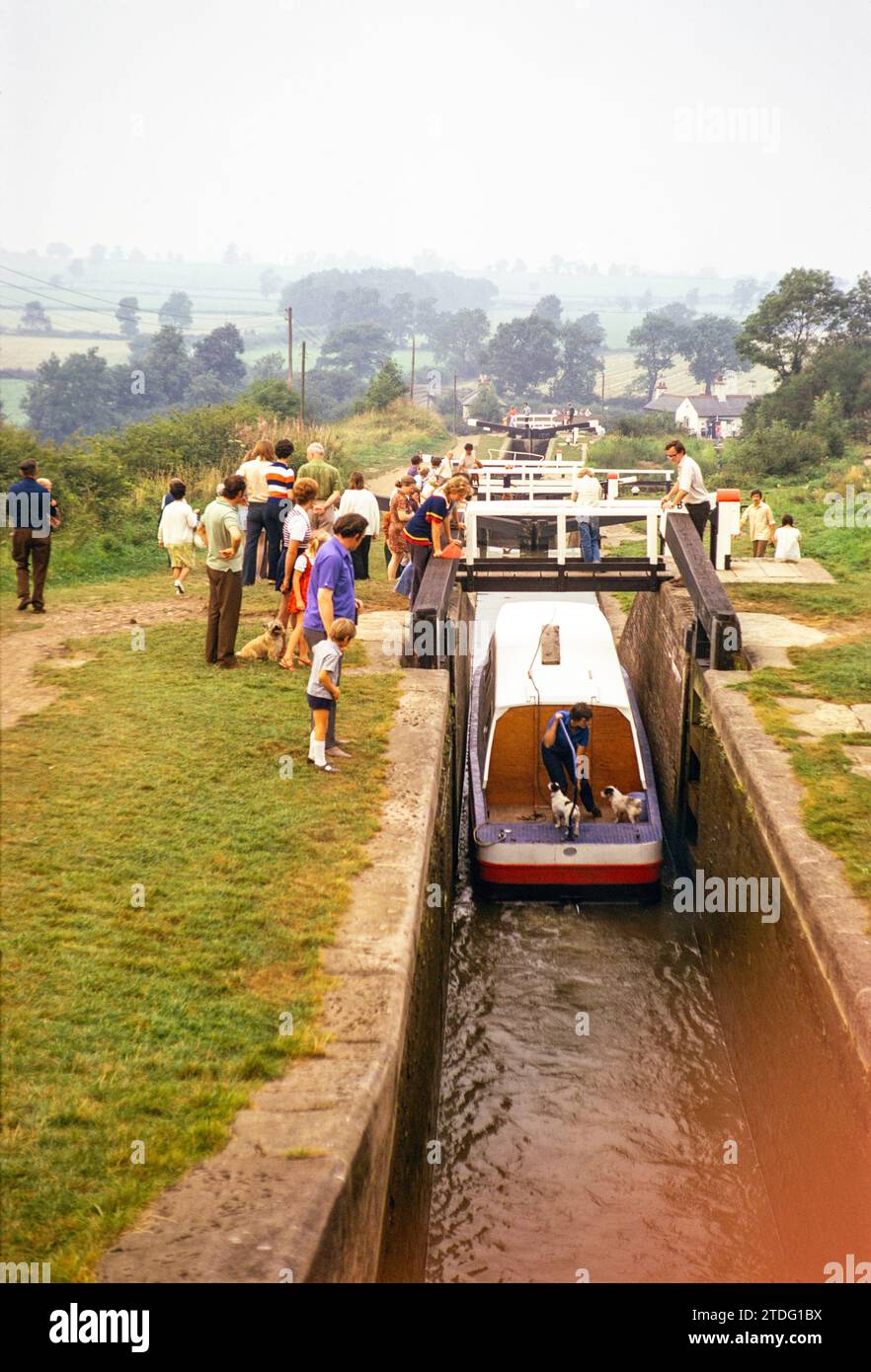 Foxton Locks, Grand Union Canal, Leicestershire, Inghilterra, Regno Unito agosto 1973 Foto Stock
