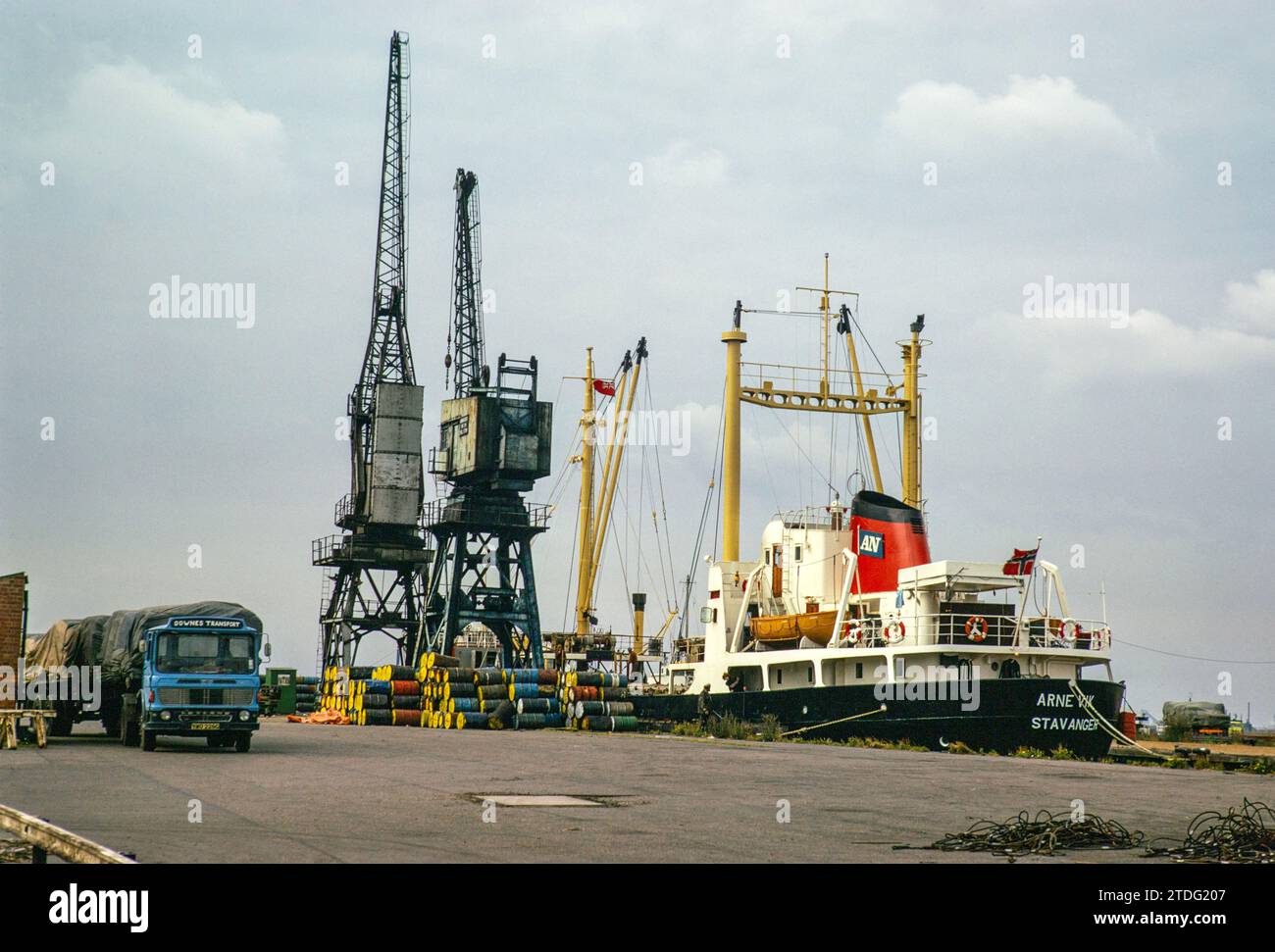 Nave da carico Arne Vik, Registered Stavanger, Grimsby Docks, Lincolnshire, Inghilterra, Regno Unito, settembre 1973 Foto Stock