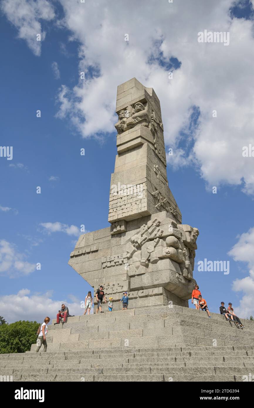 Granitdenkmal für die Verteidiger der Westerplatte bei Danzig, Woiwodschaft Pommern, Polen Foto Stock