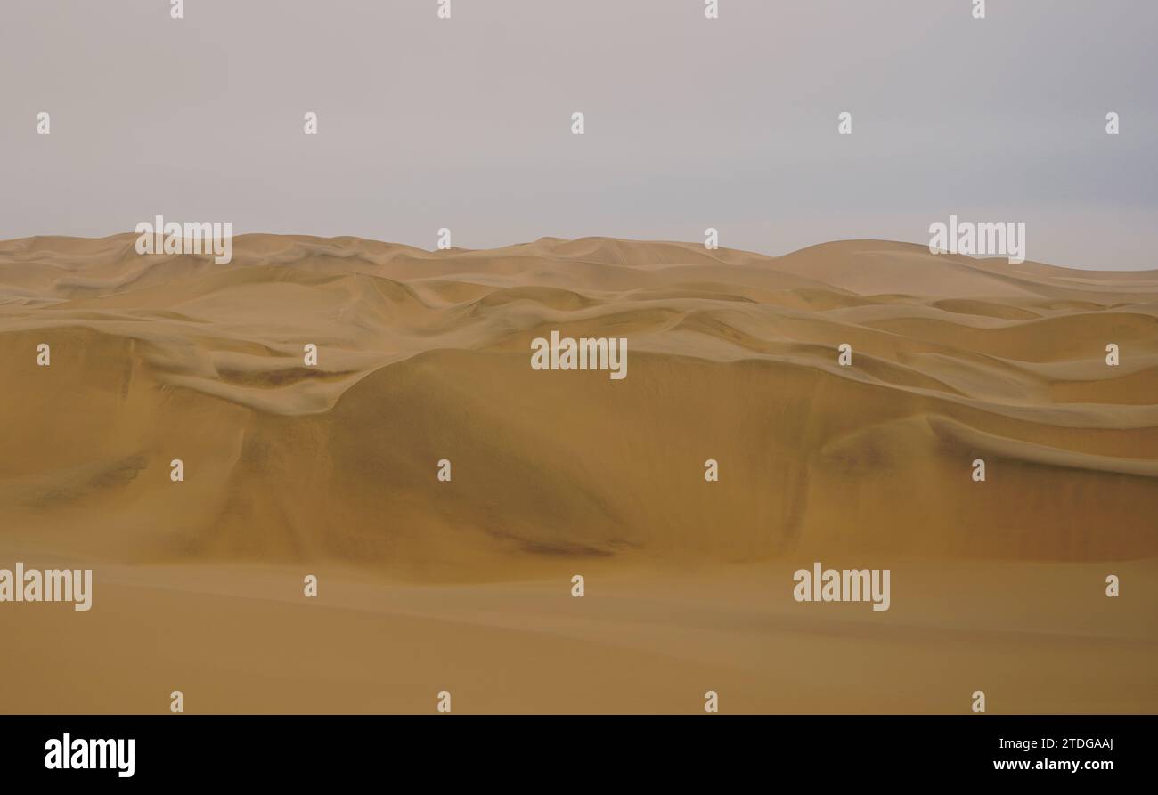 Dune di sabbia nel deserto del Namib in una giornata nuvolosa Foto Stock