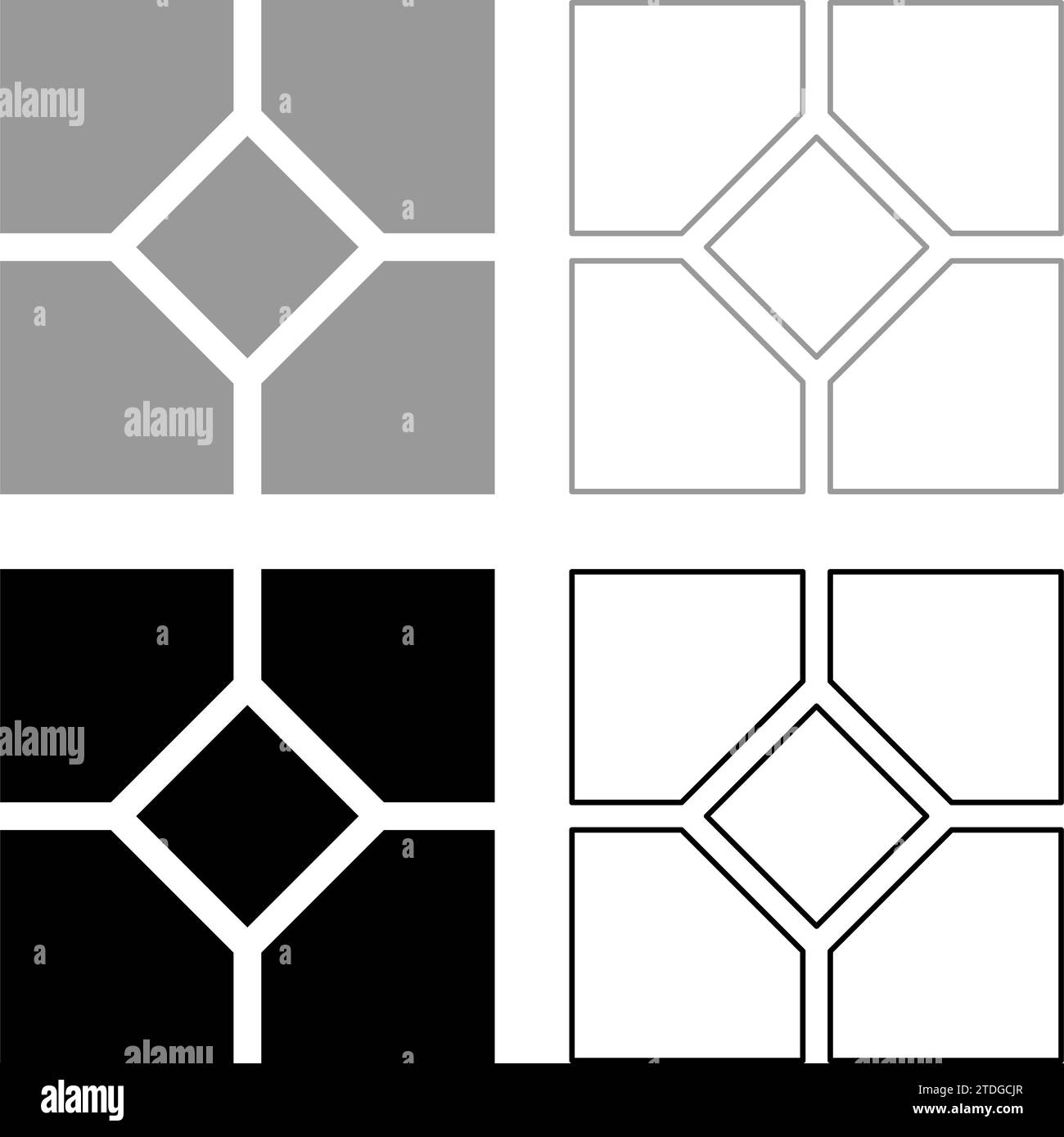 Icona set lastre di pavimentazione piastrelle in ceramica grigio nero immagine di illustrazione vettoriale riempimento semplice contorno linea contorno sottile piatta Illustrazione Vettoriale