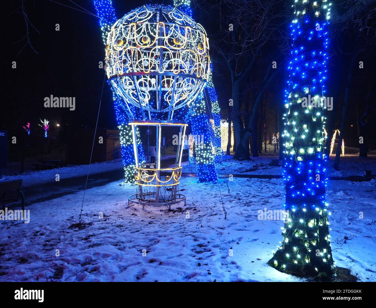 Decorazioni luminose in occasione di un evento di illuminazione invernale - Stettino Polonia Foto Stock