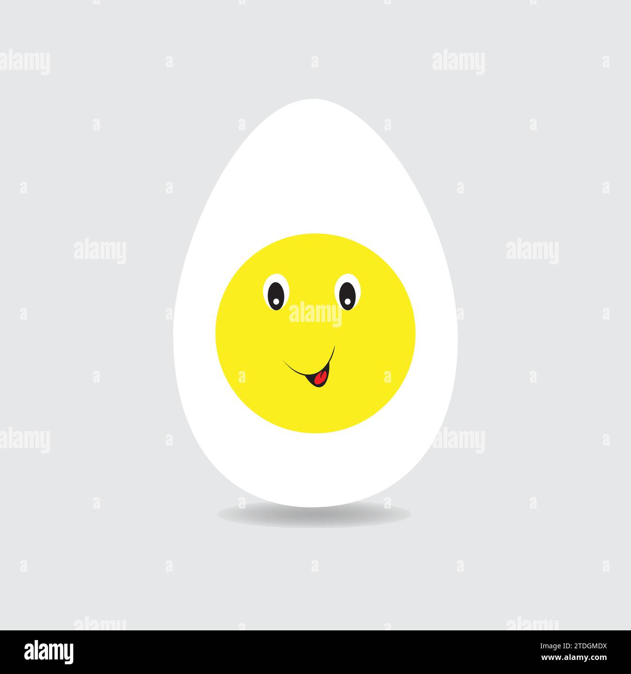Divertente uovo bollito con occhi, naso e bocca Illustrazione Vettoriale