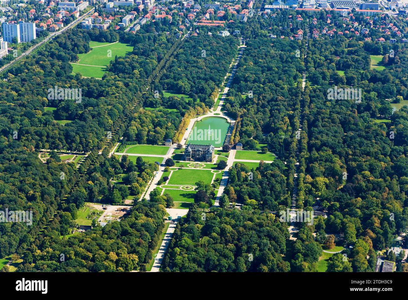 Vista aerea Dresda Grosser Garten Foto Stock