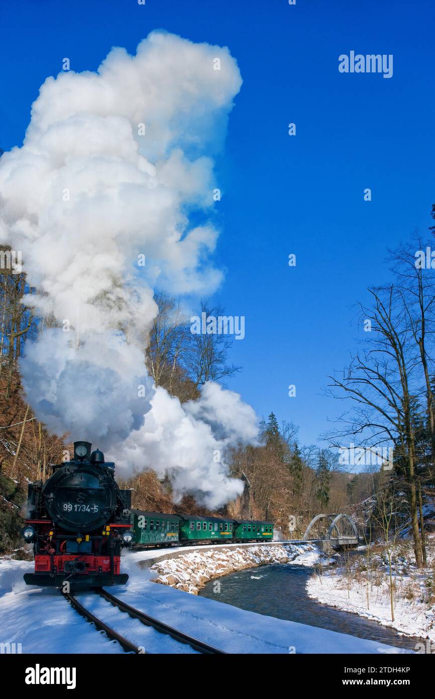 Piccola ferrovia nel Rabenauer Grund Foto Stock