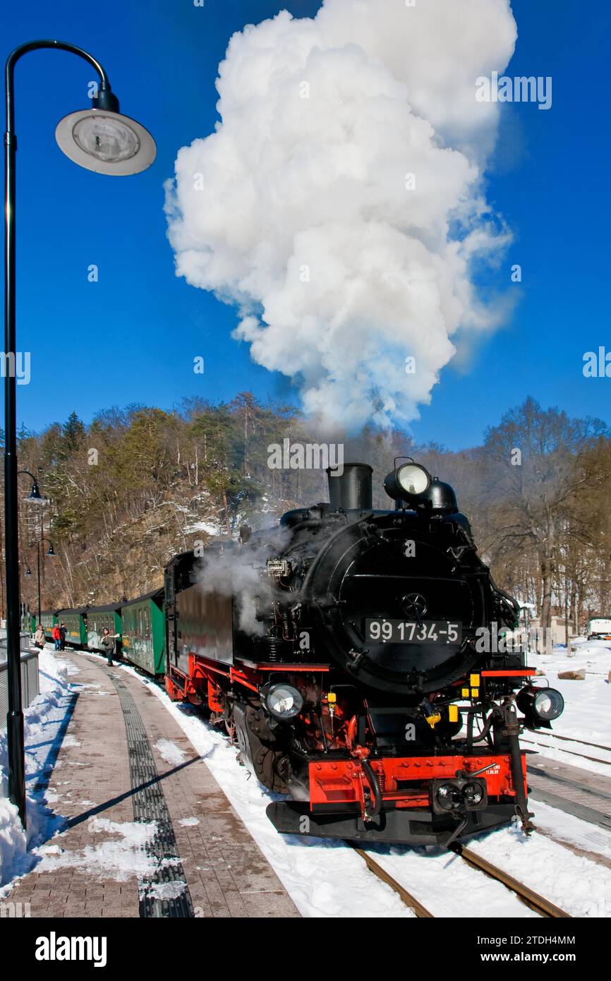 Piccola ferrovia nel Rabenauer Grund Foto Stock