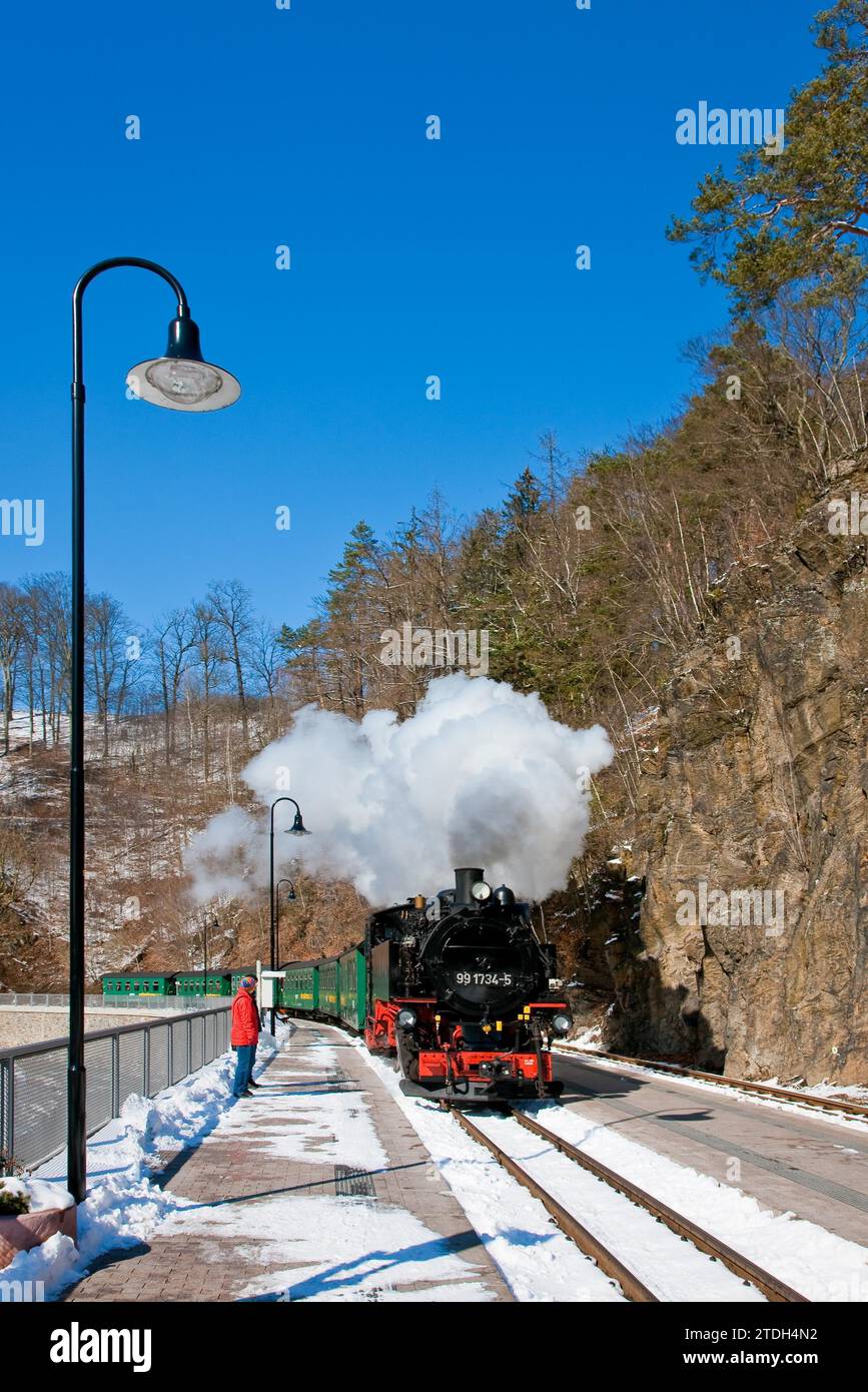 Piccola ferrovia nel Rabenauer Grund Foto Stock