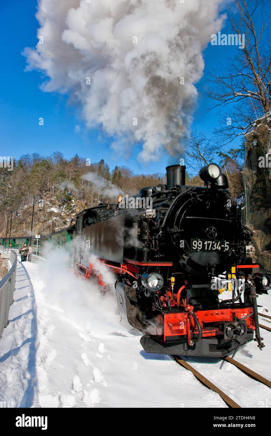 Piccola ferrovia nel Rabenauer Grund Foto Stock