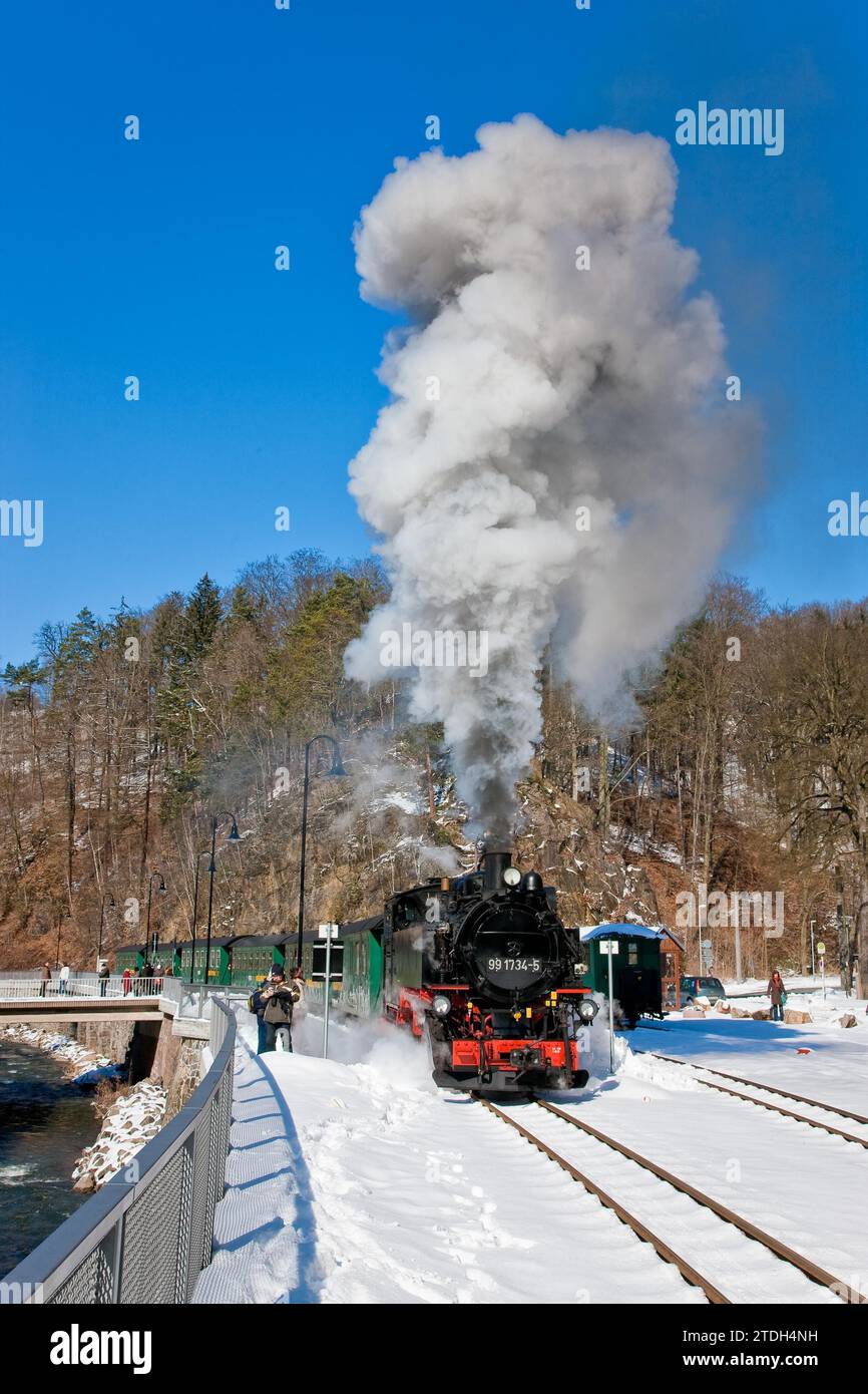 Piccola ferrovia nel Rabenauer Grund Foto Stock