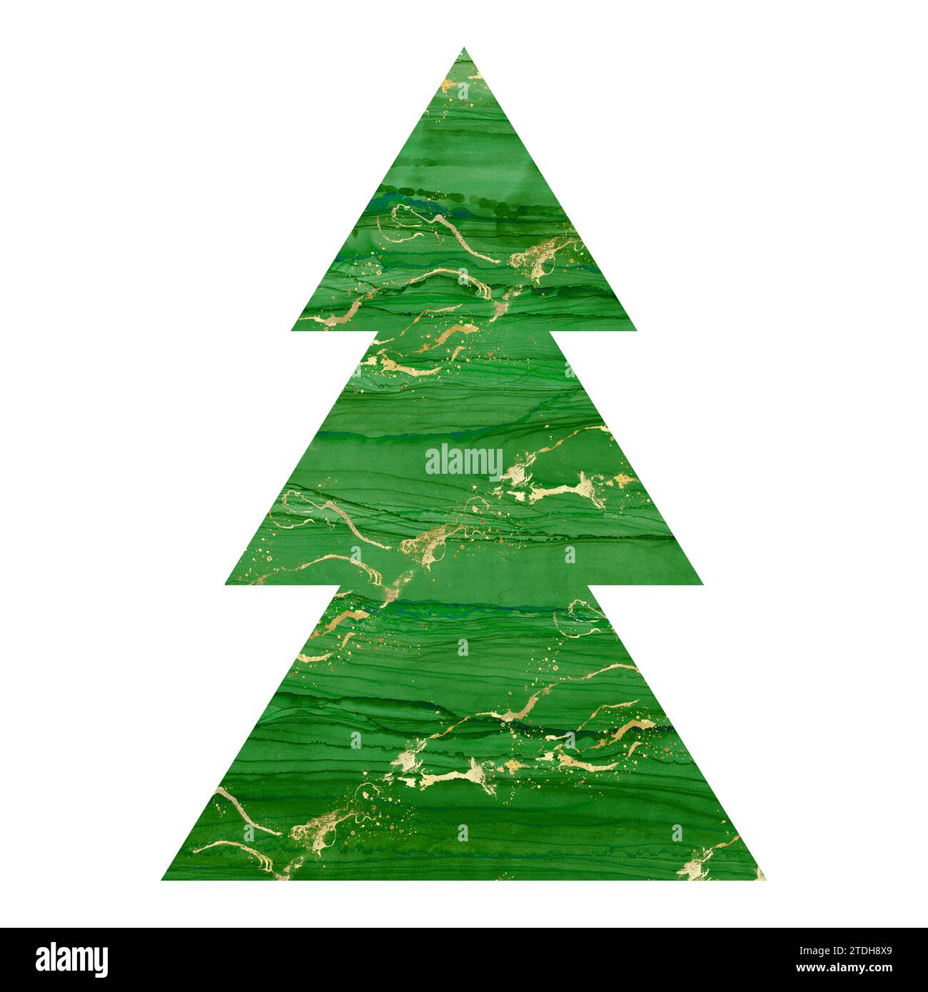 Abstract alcool inchiostro liquido lusso contemporaneo albero di natale. Colorazione verde di liquidi, schizzi. Effetto marmo. Buon Natale e Happy N Foto Stock