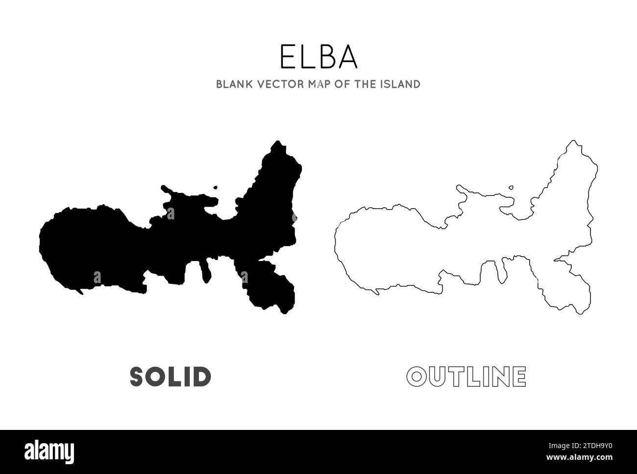 Mappa dell'Elba. Mappa vettoriale vuota dell'isola. Borders of Elba per la tua infografica. Illustrazione vettoriale. Illustrazione Vettoriale