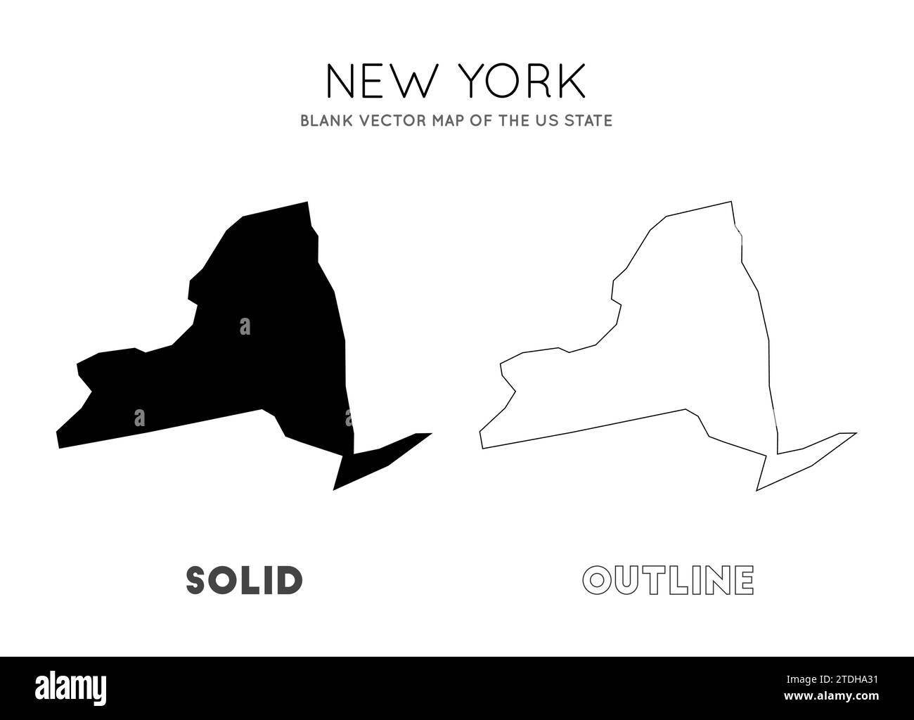 Mappa di New York. Mappa vettoriale vuota dello Stato degli Stati Uniti. Confini di New York per la vostra infografica. Illustrazione vettoriale. Illustrazione Vettoriale