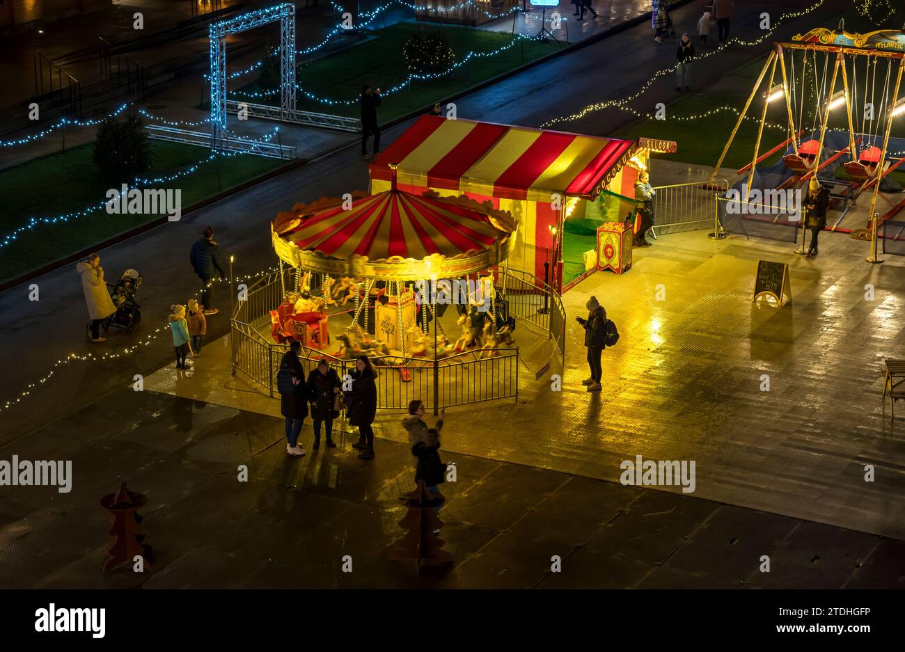 Fiera per bambini da Lincoln Castle Wall Walk, Lincoln City, Lincolnshire, Inghilterra, Regno Unito Foto Stock