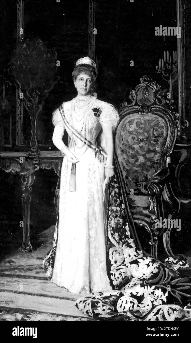 12/02/1906. Ritratto della regina María Cristina dipinto da José Moreno carbonero. Crediti: Album / Archivo ABC Foto Stock