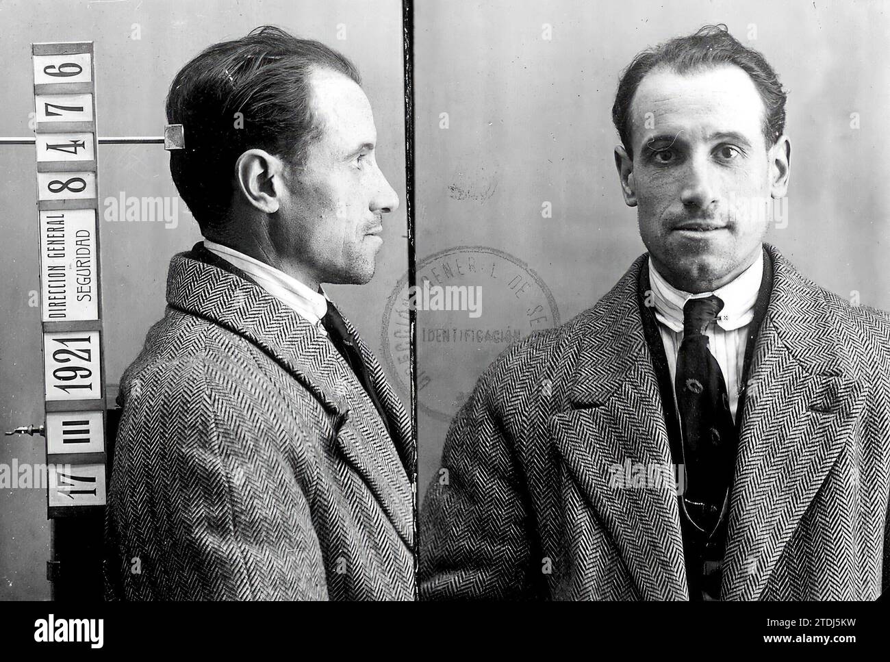 02/28/1921. Ramón Sabater Maya, arrestato a Barcellona per presunta complicità con gli assassini del signor dato. Crediti: Album / Archivo ABC Foto Stock