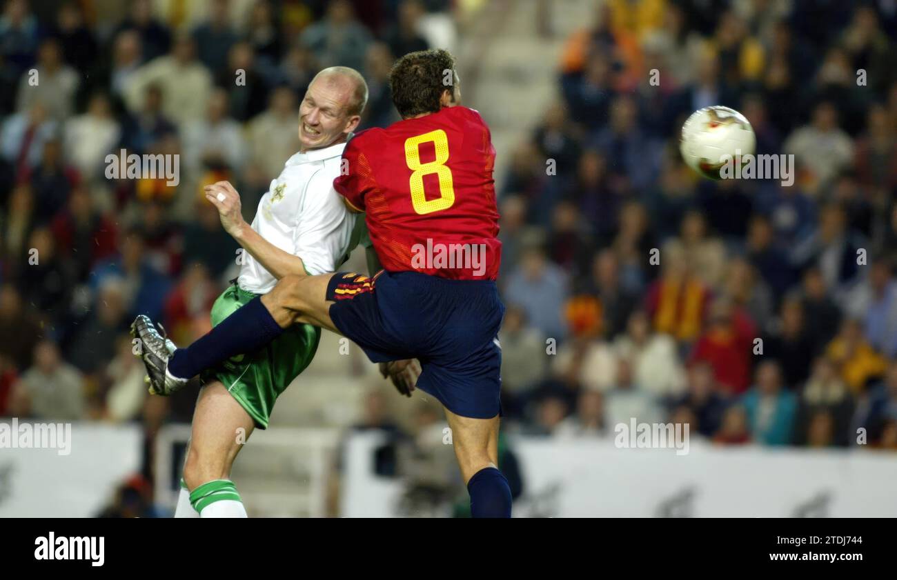 Albacete, 12 ottobre 2002. Partita di qualificazione per Euro 2004, Spagna - Irlanda del Nord. Foto: Ignacio Gil. Crediti: Album / Archivo ABC / Ignacio Gil Foto Stock