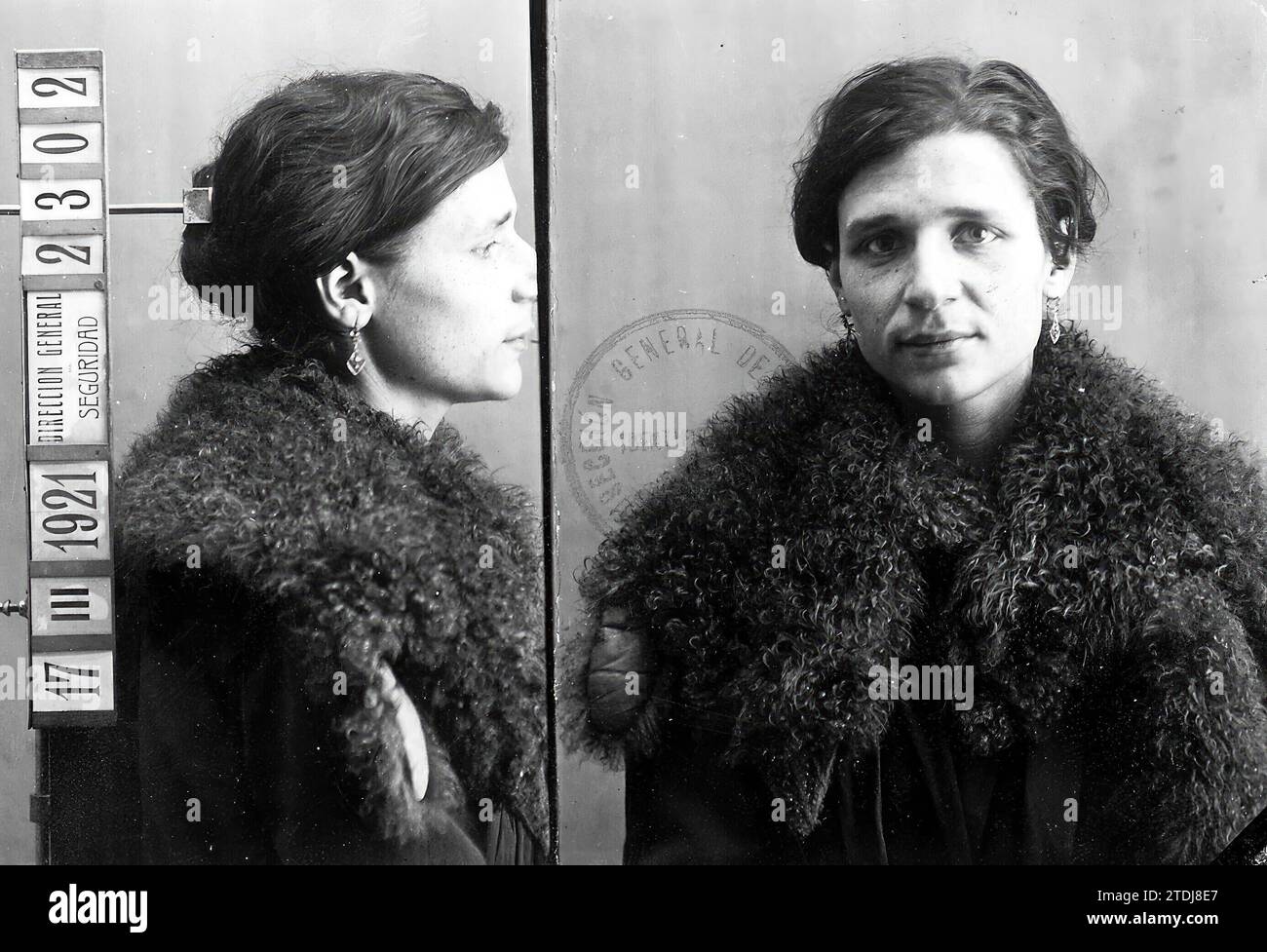 03/16/1921. Carmen Massanel Cabra, moglie di Ramón Sabater, e come lui arrestato a Barcellona per presunta complicità con gli assassini del signor dato. Crediti: Album / Archivo ABC Foto Stock