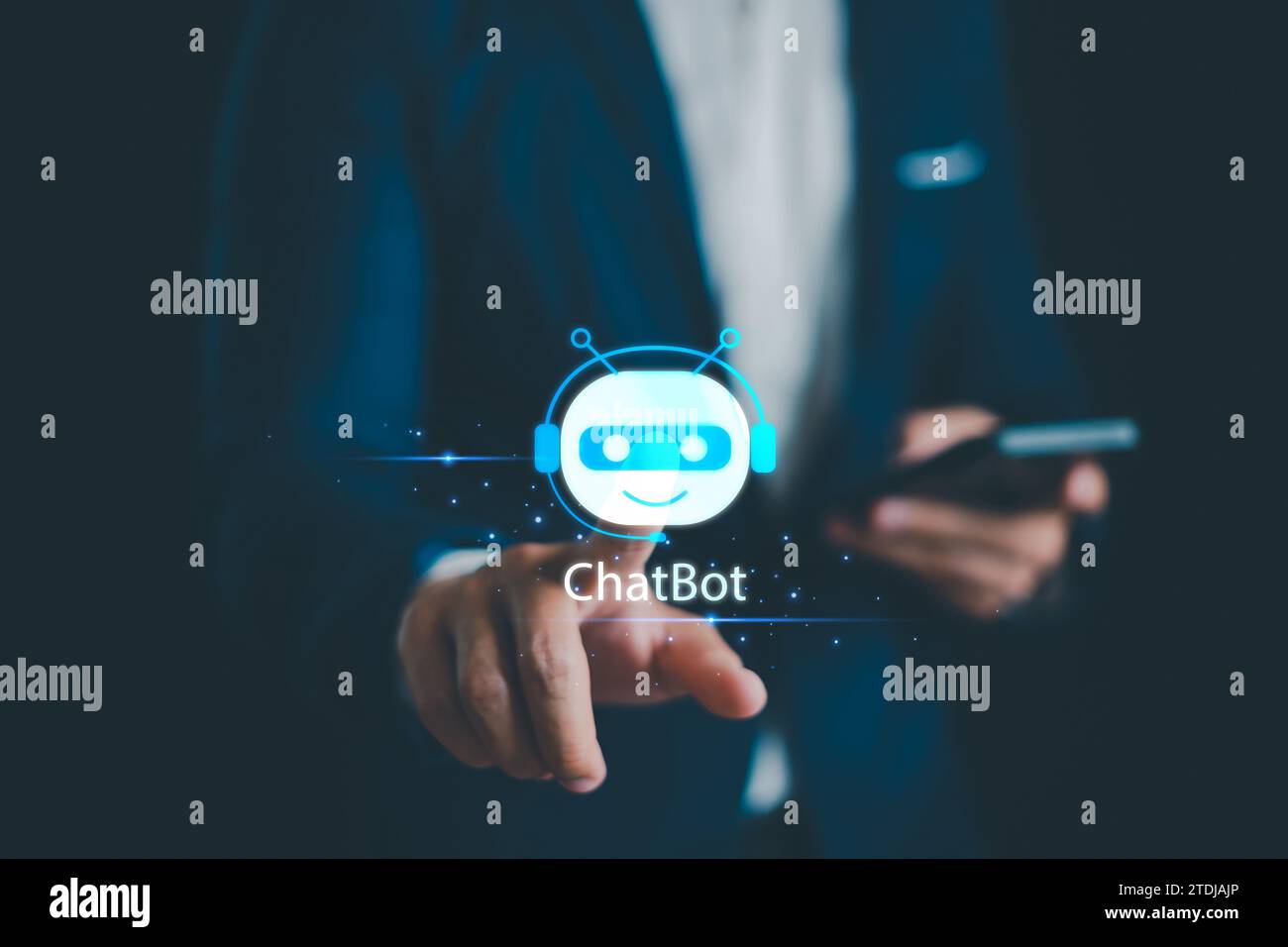 Chat ai Concept, intelligenza artificiale, Chatbot, tecnologia Business Use robot intelligente ai Enter Command prompt for generate, futuristic Technology tra Foto Stock