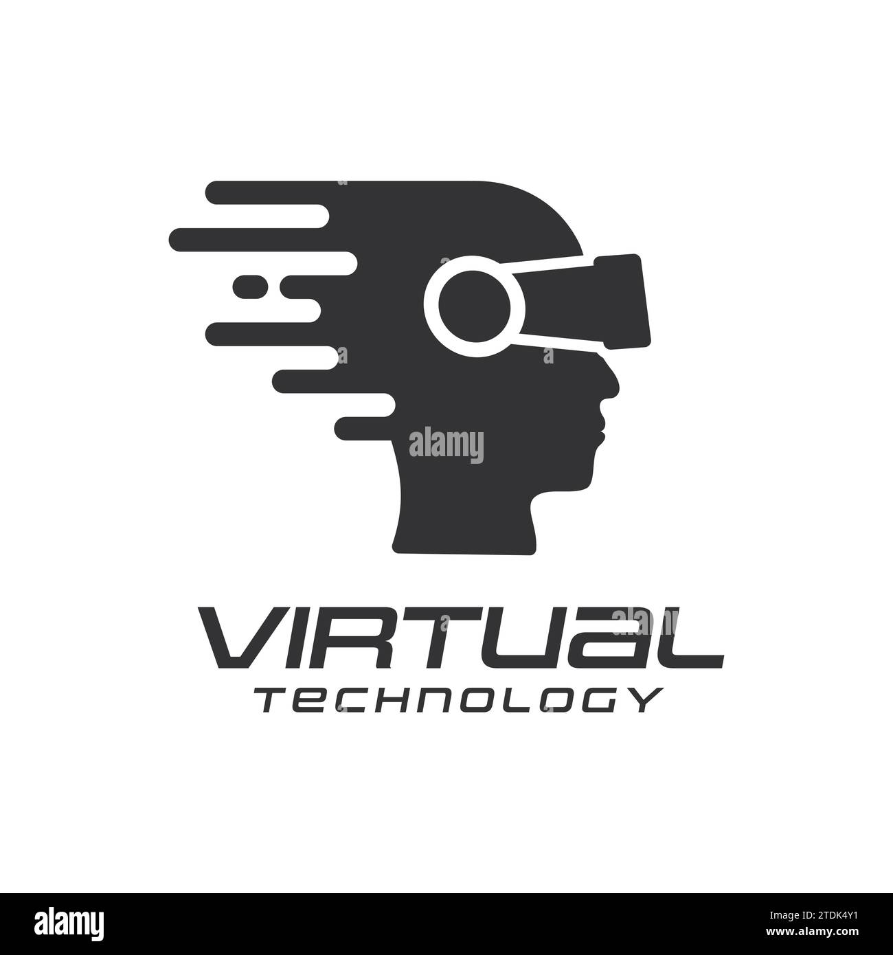 Illustrazione vettoriale del logo di realtà virtuale creativa sfondo bianco isolato Illustrazione Vettoriale