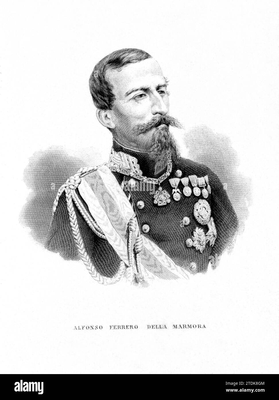 1860 c., ITALIA : il generale italiano Alfonso Ferrero LA MARMORA ( 1804 - 1878 ). Incisore sconosciuto . - POLITICO - POLITICO - POLITICO - POLITICA - RISORGIMENTO - uniforme militare - uniforme divisa militare - medaglia - medaglie - medaglie - ritratto - baffi - barba - barba - baffi - Unità d'Italia - foto storiche - STORIA - incisione - incisione - Lamarmora - della Marmora - RITRATTO - RITRATTO -- ARCHIVIO GBB Foto Stock