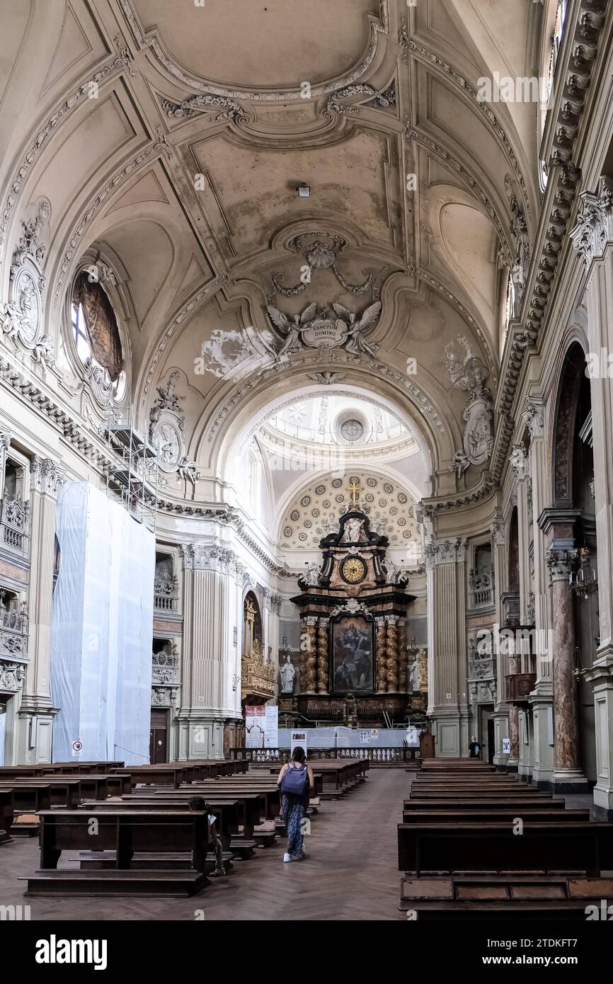 Interno di San Filippo Neri, chiesa cattolica romana in stile tardo barocco situata a Torino, regione Piemonte, Italia, Foto Stock