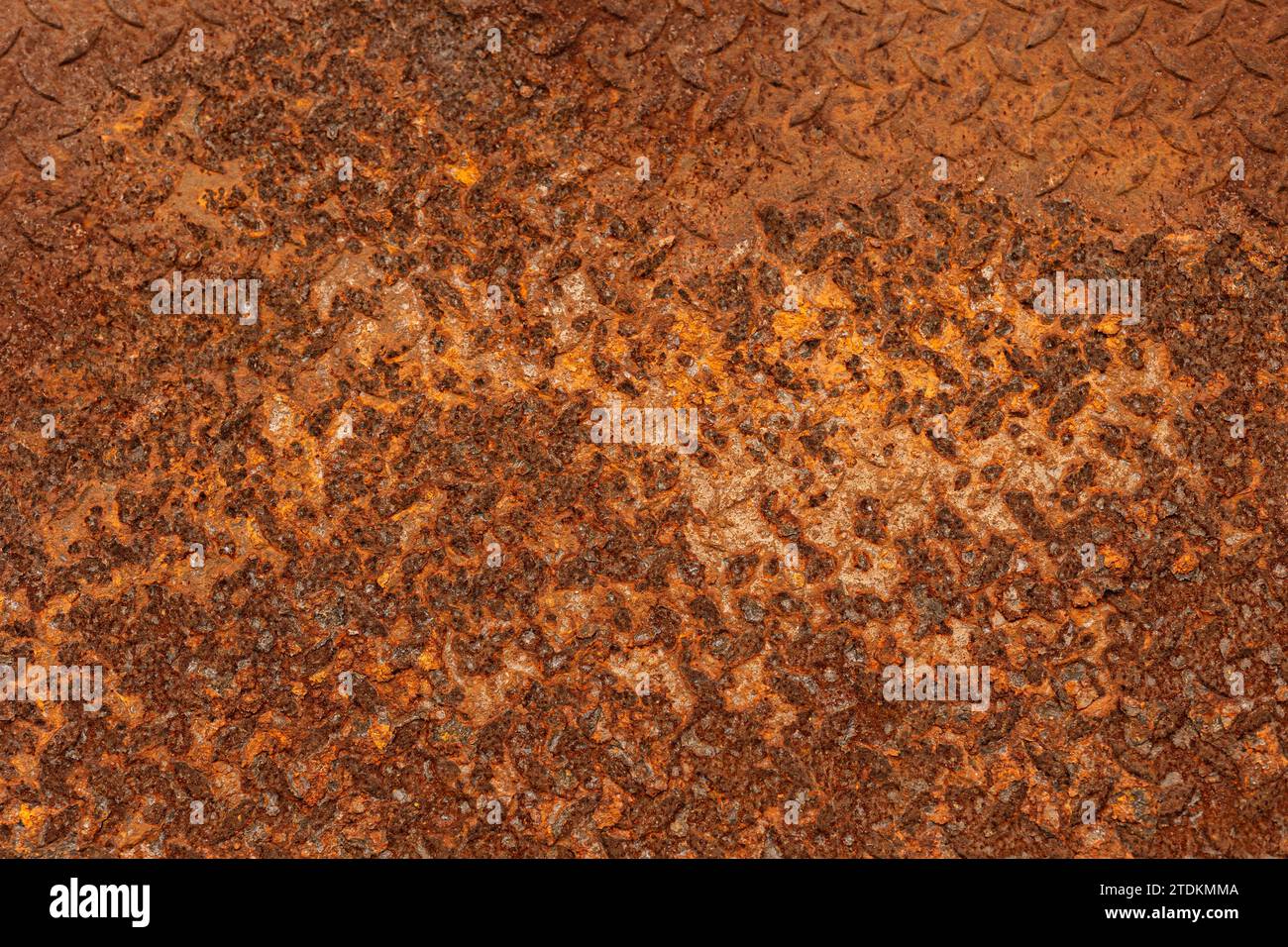 Metallo ruggine. Piastra di ferro arrugginito. Struttura grunge invecchiata del settore in acciaio arrugginito immagine superficiale con dettagli macro elevati sporca. Foto Stock