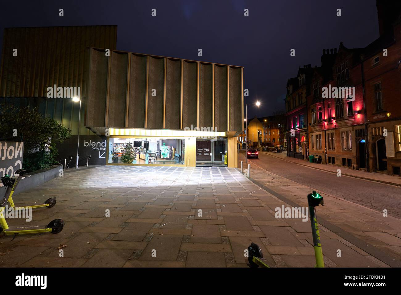 Nottingham, galleria d'arte contemporanea di notte Foto Stock