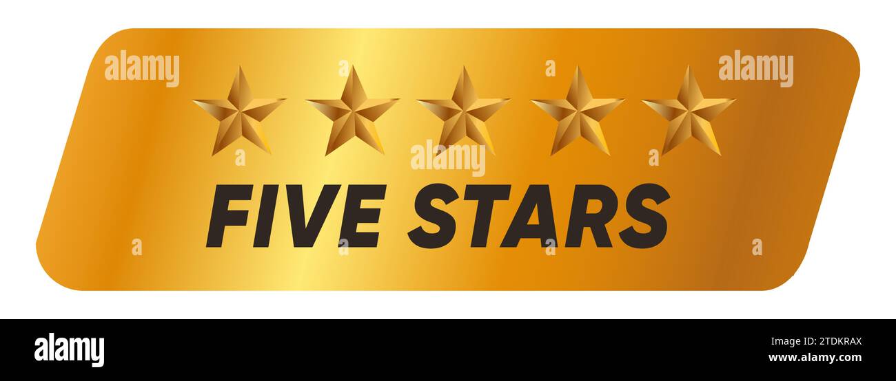 Stemma a cinque stelle sigillo design dorato isolato Illustrazione Vettoriale