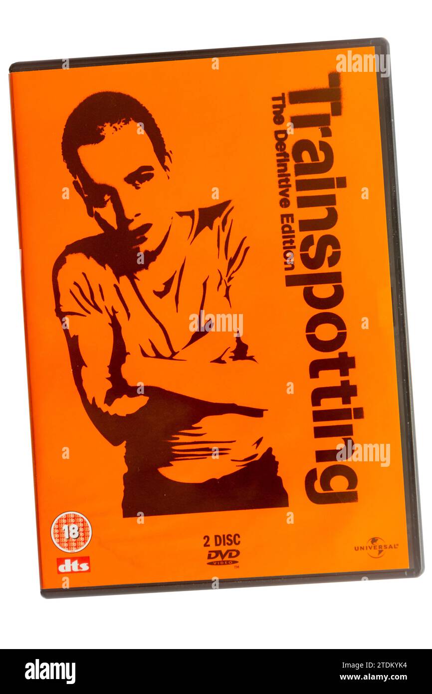 Trainspotting film o film su DVD sui tossicodipendenti in Scozia Foto Stock