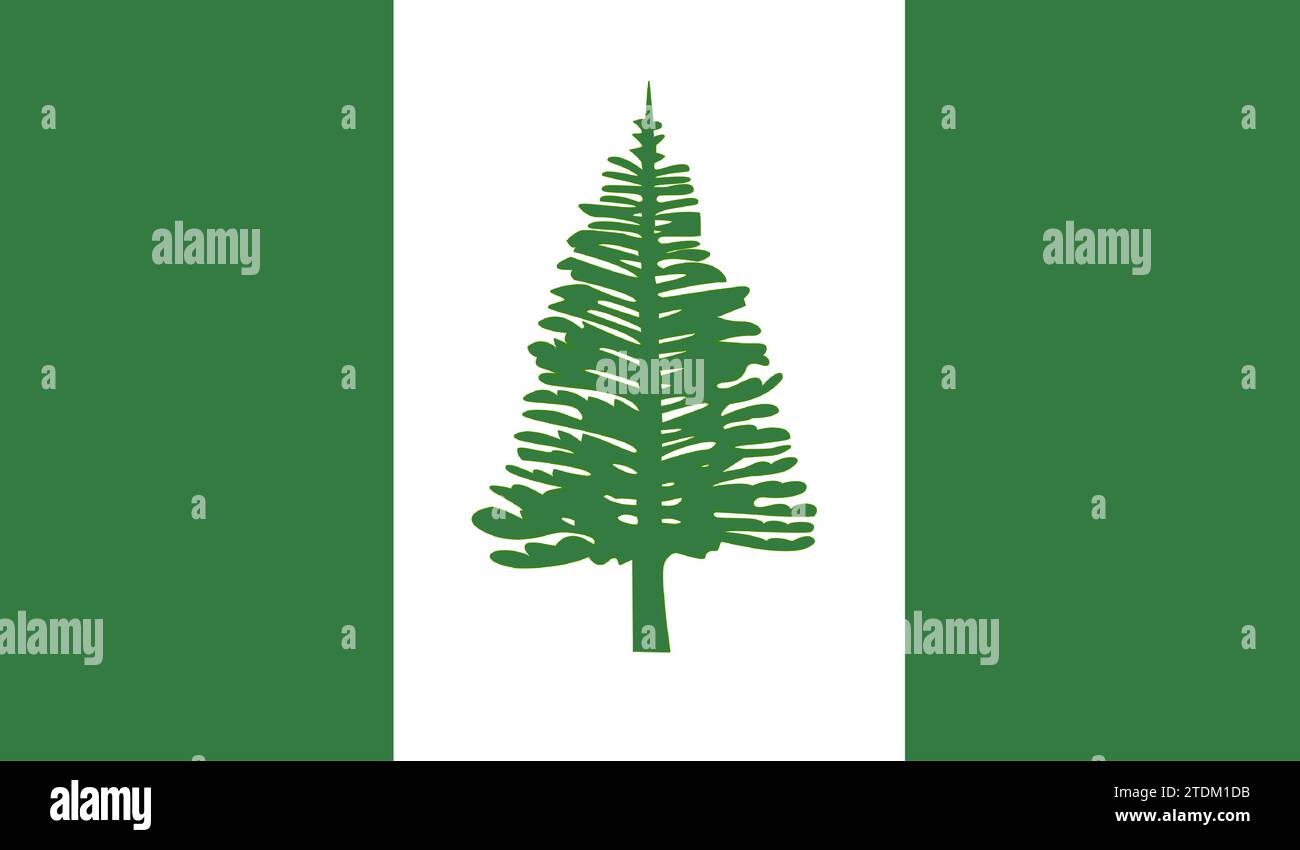 Alta bandiera dettagliata dell'isola di Norfolk. Bandiera nazionale dell'isola di Norfolk. Illustrazione 3D. Foto Stock