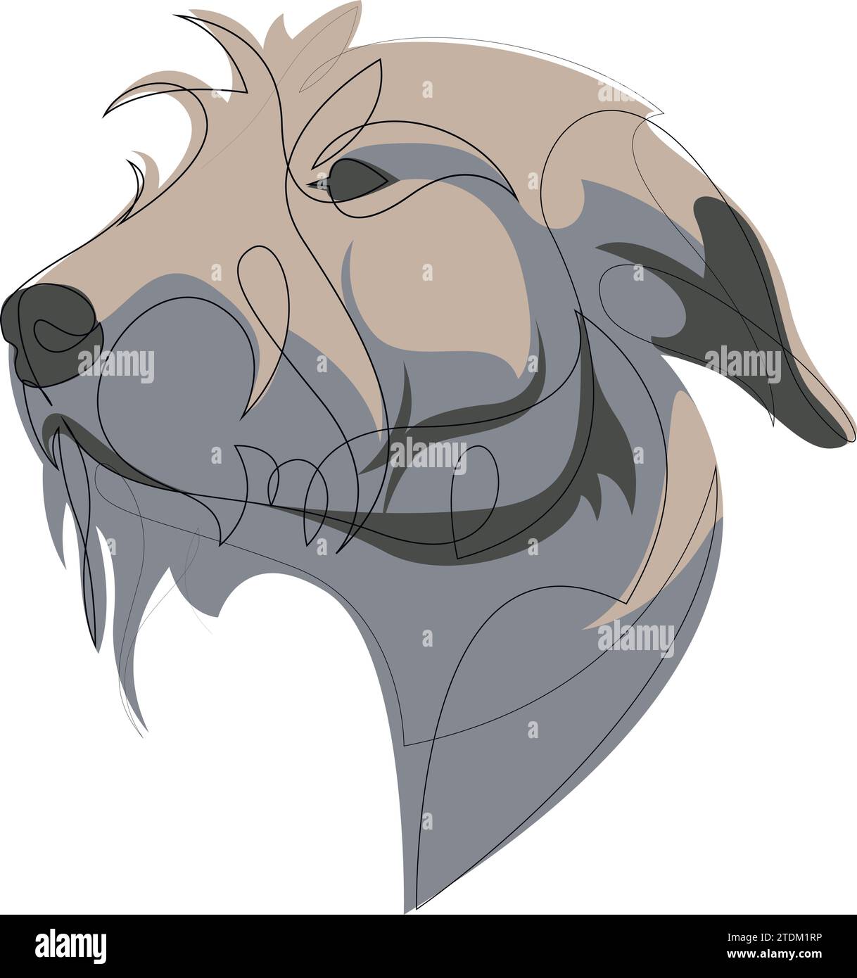 Linea continua Irish Wolfhound. Illustrazione vettoriale per cani Deerhound scozzesi con linea singola minimale. Disegno verticale Illustrazione Vettoriale