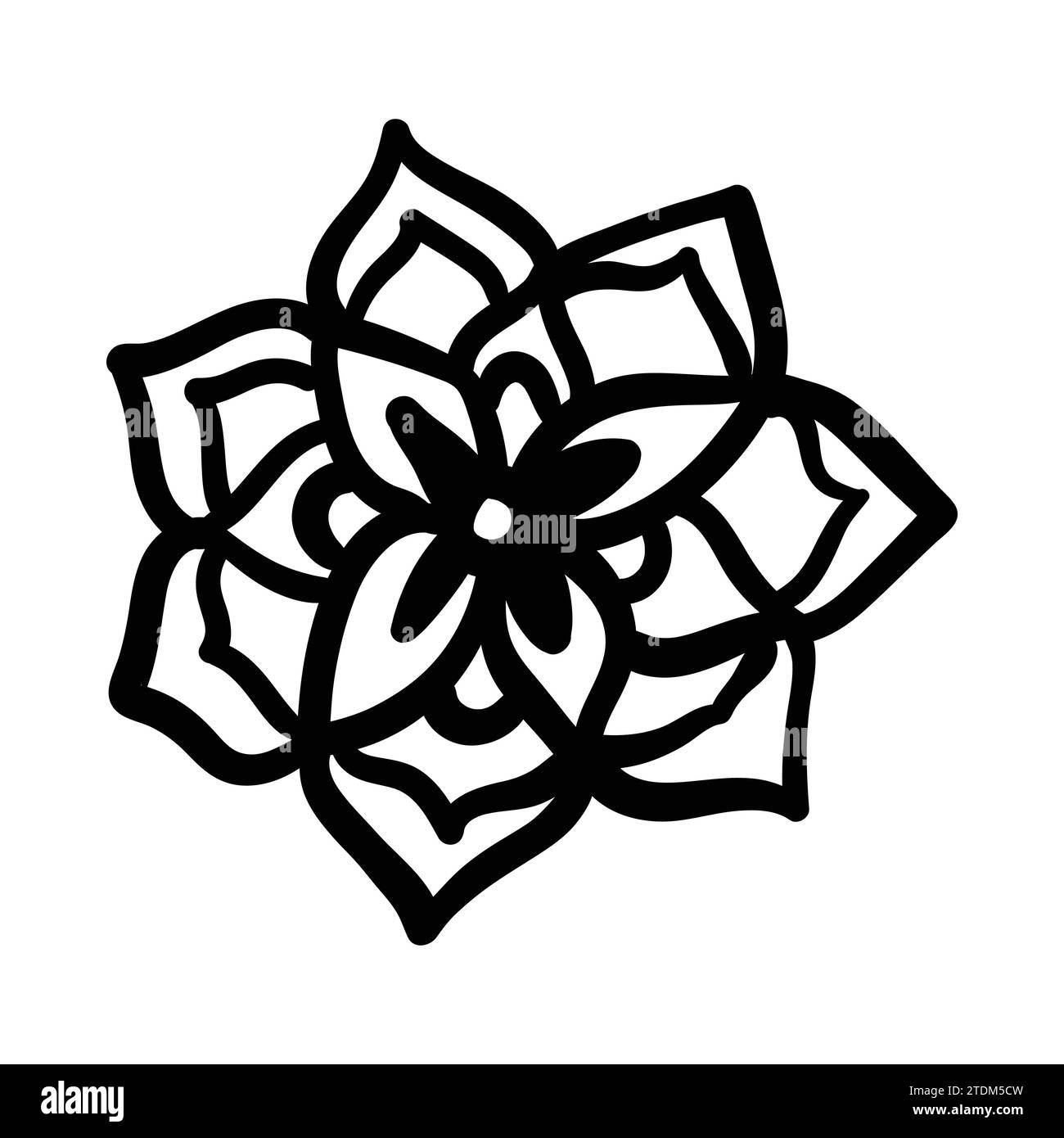 Vettore di doodle ornamento Mandala. Elementi disegnati a mano e isolati su sfondo bianco Illustrazione Vettoriale