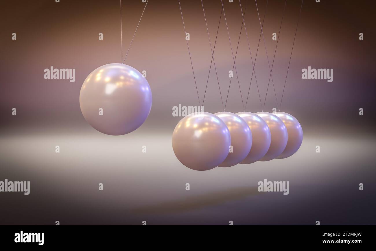 sfondo rendering 3d pendolo newton Foto Stock