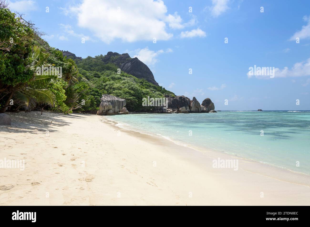 Spiaggia di Anse Source d'Argent, isola di la Digue, Seychelles, Oceano Indiano Foto Stock