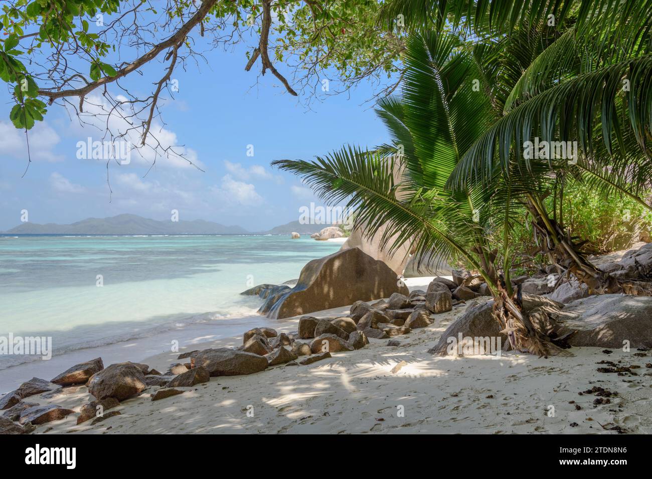 Spiaggia di Anse Source d'Argent, isola di la Digue, Seychelles, Oceano Indiano Foto Stock