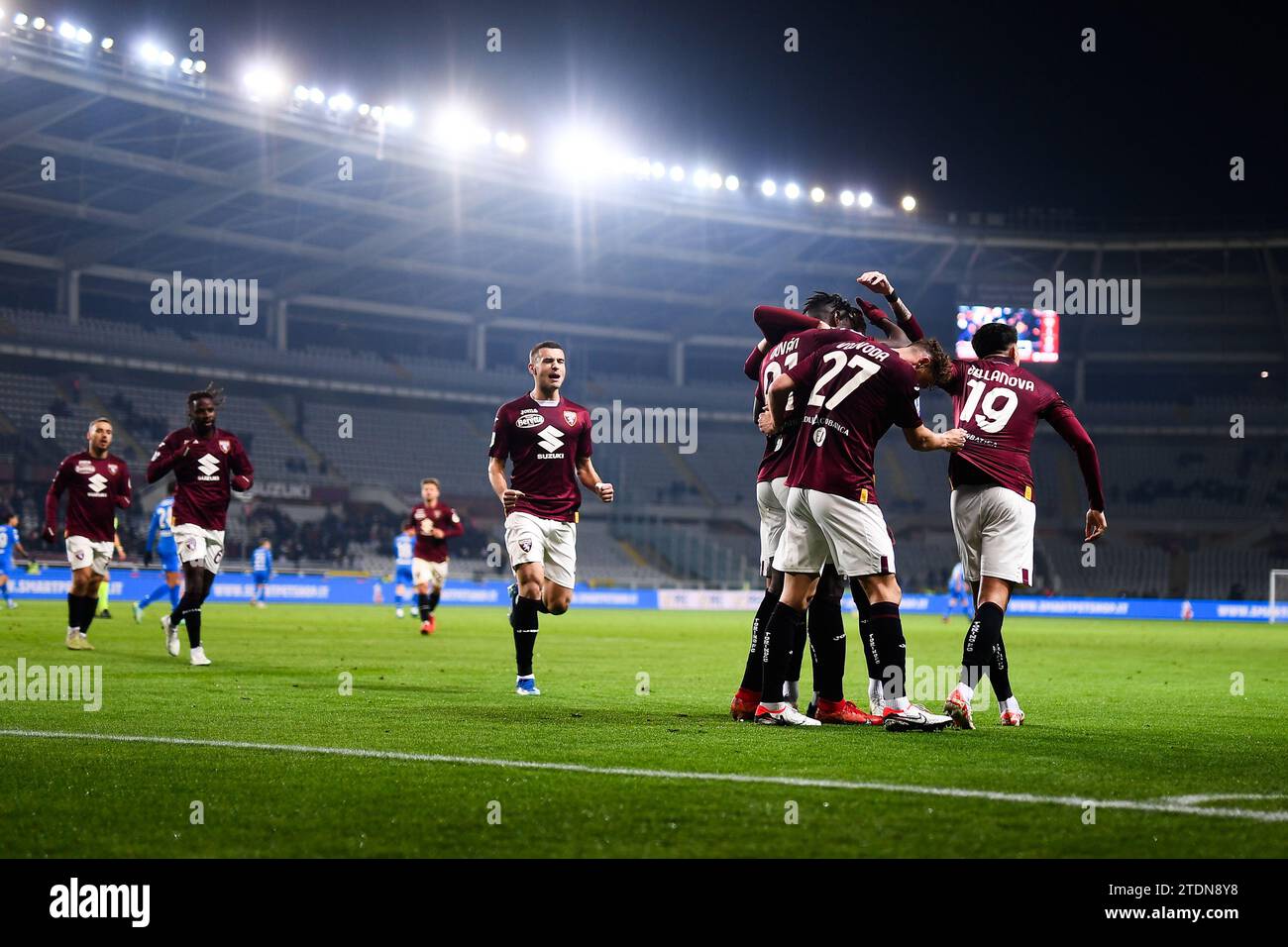 Il Torino FC festeggia un gol durante la partita di serie A tra Torino FC e Empoli FC allo Stadio Olimpico grande Torino, il 16 dicembre 2 Foto Stock