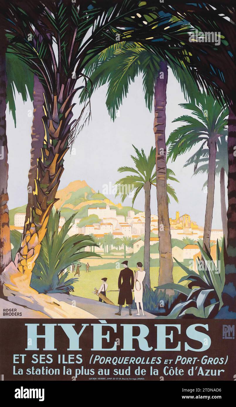 Poster Vintage Hyères – Affiche Monsieur De Voyage Rétro, Idéal Décoration Murale, Cadeau Original Pour Amateurs De Voyage