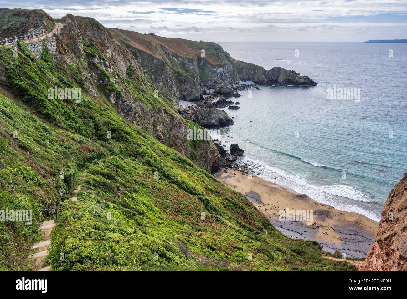 La grande Greve Beach a Little Sark, Bailiwick di Guernsey, Isole del Canale Foto Stock