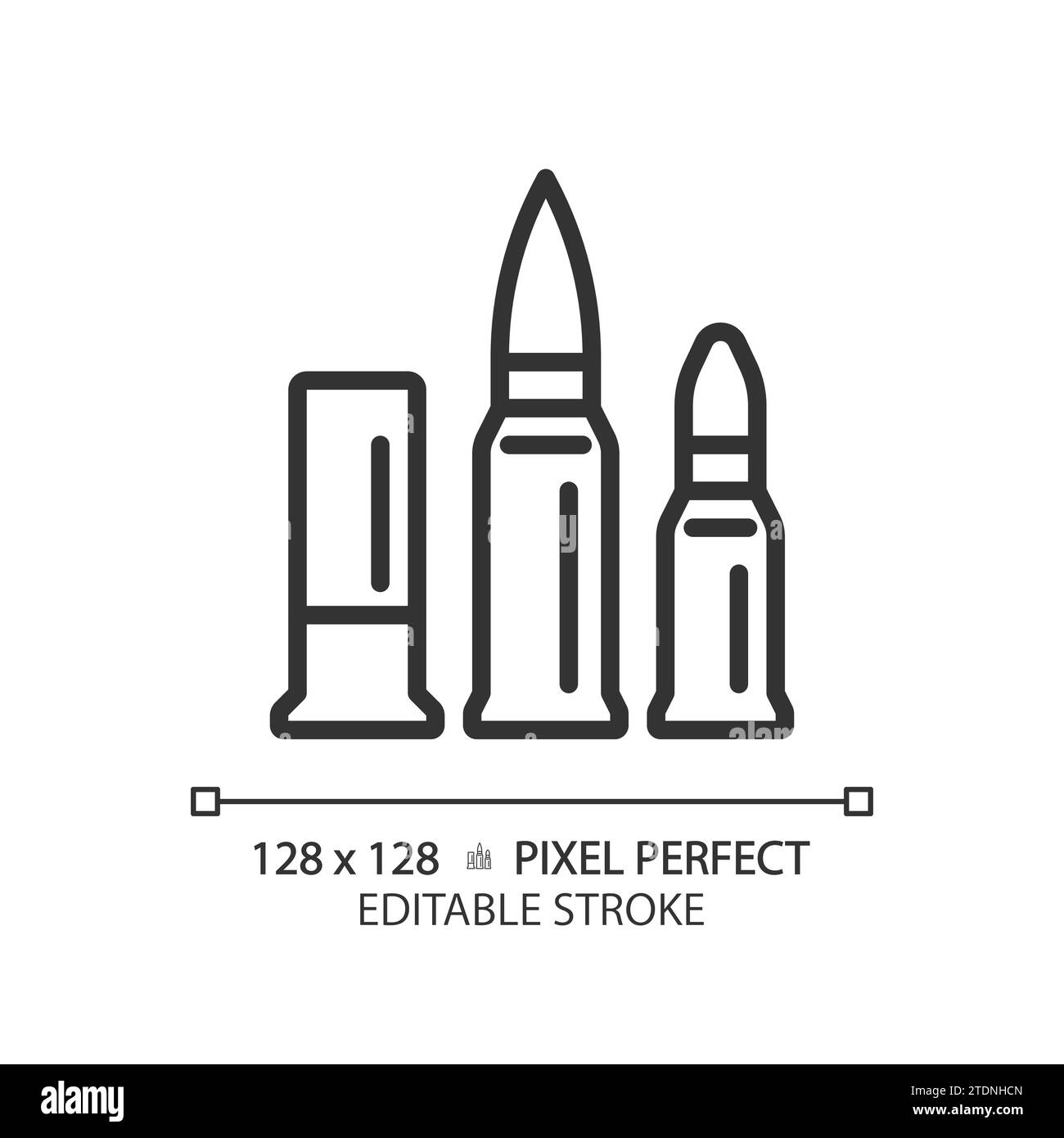 Icona di calibro nero semplice Perfect pixel a linea sottile 2D. Illustrazione Vettoriale