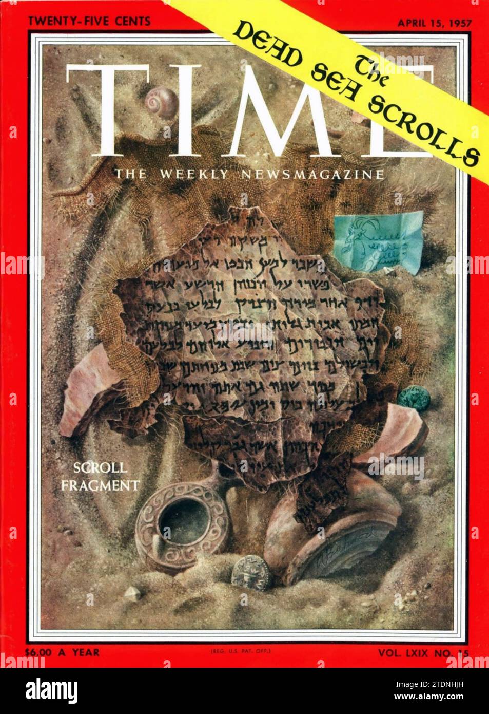 The Dead Sea Sperls, Time Magazine copre il 15 aprile 1957 Foto Stock